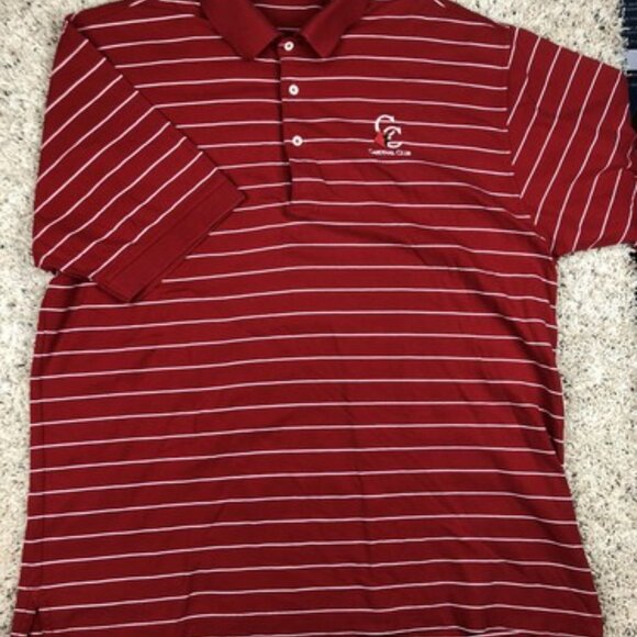 Fairway And Greene Men’s Polo Shirt Short Sleeve Red Striped Large Cardinal Club - Picture 4 of 7